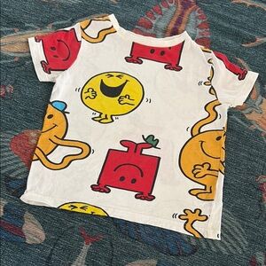 Colorful Mr. Men Character Print Kids Shirt 3/4